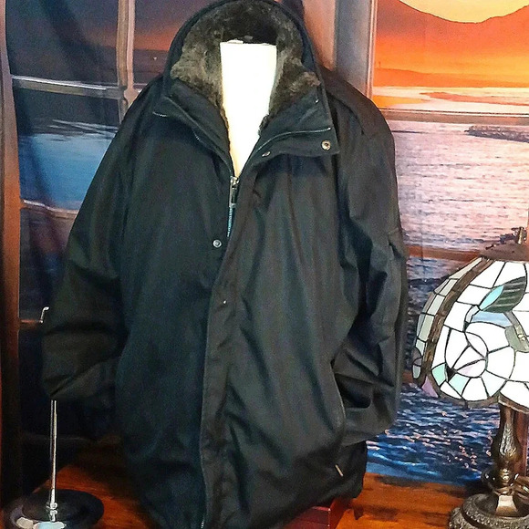 Marc Andrew mens removable zippered fur lined jacket xl black - Picture 1 of 17